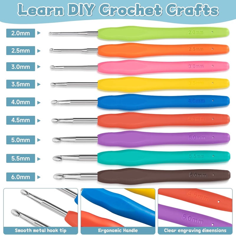 GMAK Crochet Kit for Beginners Adults, 59 PCS Crochet Sets Include Yarn, Crochet Hooks and Tools, Portable Crocheting Starter Kits for Making Variety Projects Craft Supplies, Blue Flower - Image 5